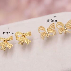 bowknot stud earring , bowknot earrings DIY supplies for jewelry making 6pcs mr07