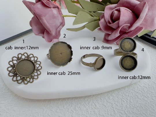 Antique Brass Adjustable Filigree Rings - Jewelry Ring Blanks for Custom Designs -5 pcs