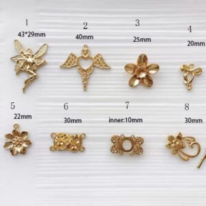 bowknot charm - gold fairy pendant - metal flower pendant - gold flower OT buckle 10 pcs