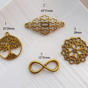 family tree jewelry  - antique bronze tree -10 pcs antique gold  Tree of Life Charms connector pendant finding