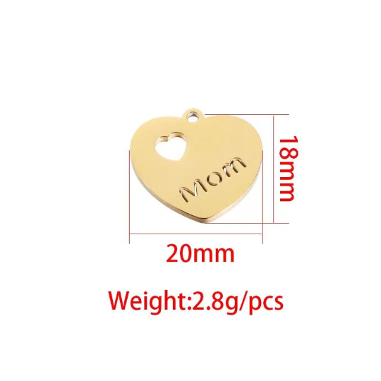 1 piece  Gold and silver heart Stainless Steel Custom Laser Engraved Tag  and Stamping Blanks Disc Tags