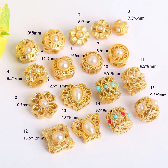 10pcs copper plated gold pearl  spacer beads - drum bead - tube spacer beads - beads for you