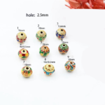 6pcs cloisonne pendant - cloisonne beads - brass plated gold bluish blue cloisonne bead mr09