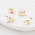 3pcs Dainty Gold Push-In Lobster Clasp - Plain Enhancer Link - Spring Gate Ring Heart Clasp for Jewelry Making Necklaces & Charms