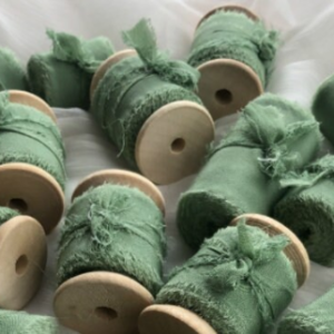 green Silk Ribbon -hand dyed silk- hand dyed silk ribbon-  pure silk ribbon- silk chiffon ribbon -wedding ribbon