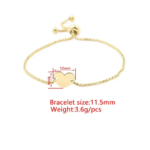 1 pc  Gold and silver  Stainless Steel bracelet with Custom Laser Engraved heart Tag  and Stamping Blanks heart Tags