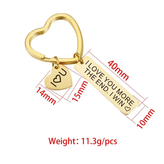 1 pc gold and silver Stainless Steel Custom Laser Engraved  and Stamping Blanks heart  shape key chain