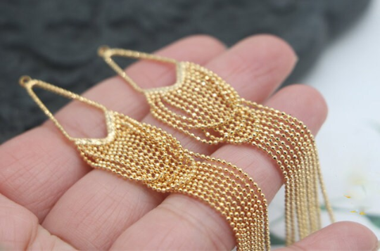 2pcs gold tassel dangle - gold tassel pendant - unique gold pendant - brass plated gold Irregular tassel earrings pendant xsg183