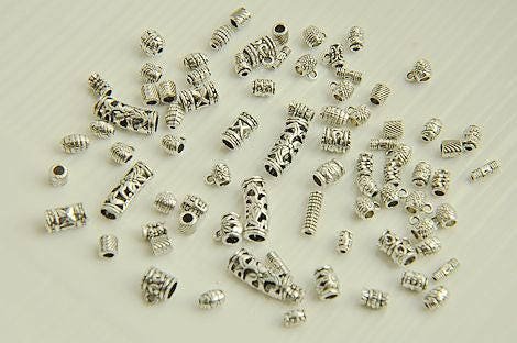 drum bead - tube spacer beads - metal drum beads- tube spacer beads - beads for you 10pcs