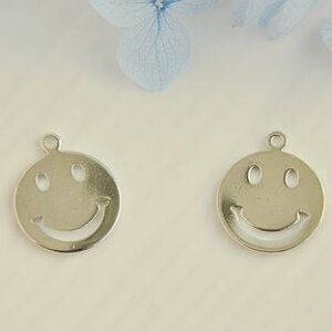 10pcs silver Filled Happy Face Charm Dangle Charm for Bracelet Necklace Earring Component Jewelry