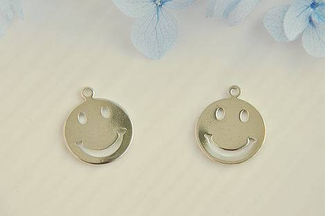 10pcs silver Filled Happy Face Charm Dangle Charm for Bracelet Necklace Earring Component Jewelry