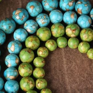 charms for slime-10pcs  Pure natural blue and green turquoise bead  gemstone pony beads