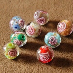 glass beads bulk - small glass bead-8pcs  Plum blossom glass bracelet necklace beads