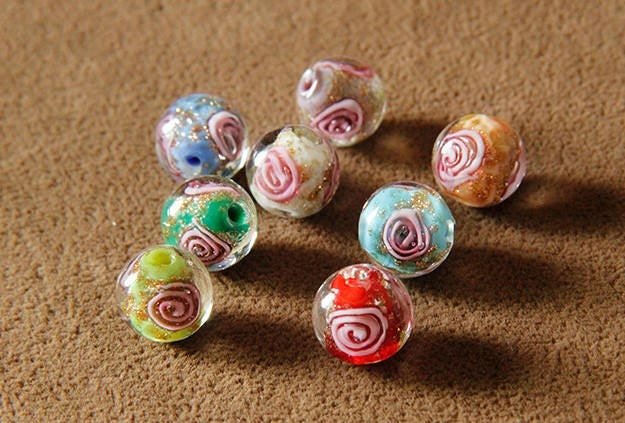 glass beads bulk - small glass bead-8pcs  Plum blossom glass bracelet necklace beads