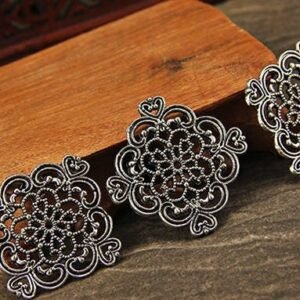 large filigrees - filigree jewelry findings - Bronze plated Brass Filigree flower  Base For DIY Jewelry Making