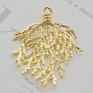 2pcs gold-plated brass Pine tree branch pendant