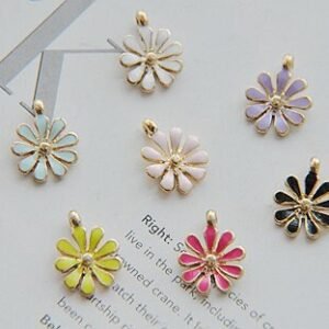 7pcs Oil Drip Flower - small flower pendant - colored flower