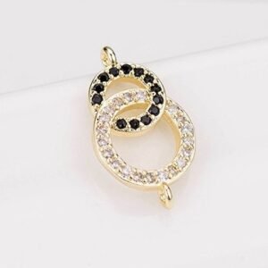 4pcs  round brass pendant - zircon beads  -  raw brass  plating gold round pendant finding