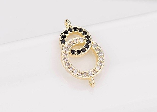 4pcs  round brass pendant - zircon beads  -  raw brass  plating gold round pendant finding