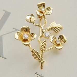 safety pin brooch - vintage brass brooch -2 pcs raw Brass plating gold   flower brooch  cab  connector finding