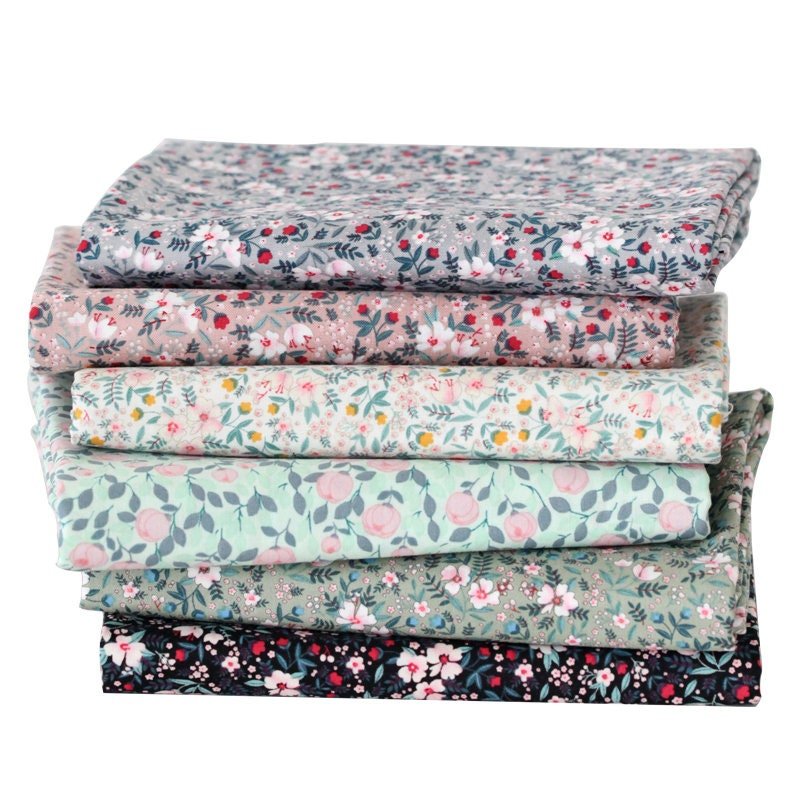 scrap bundle - fabric scraps cotton - fabric remnants - flower fabric scrap 6pcs