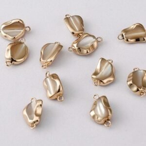 6pcs framed bead-Irregular bead colored gold wire bead - natural shell bead