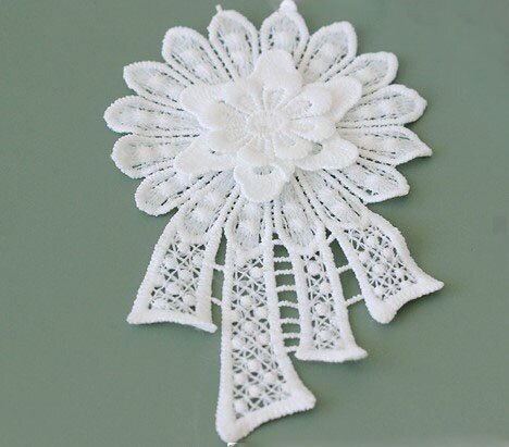 ivory lace applique - white lace applique - lace patch 4pcs