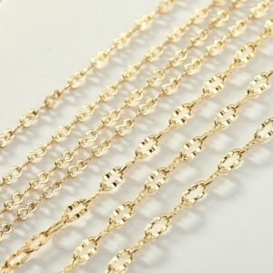 cable link chain - simple gold chain - thin gold chain  - 2 meter raw Brass  plating gold    handmade chain