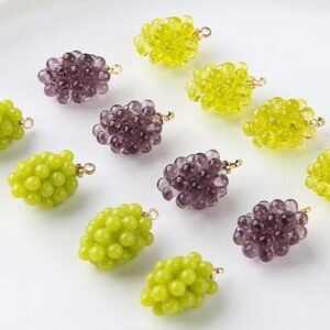 Artificial Fruit Resin Grape Pendant - DIY Jewelry Making Accessories -  6pcs