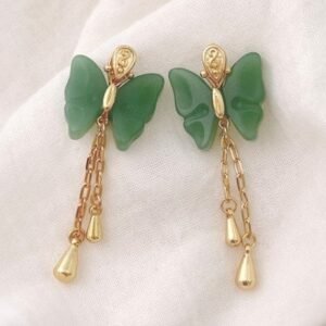 butterfly ornament - gold brass butterfly - jade butterfly    4pcs