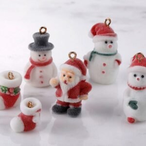 resin material - Chrismas accessories - chrismas sock- chrismas snowman - Flocking three-dimensional cute santa sock  4pc