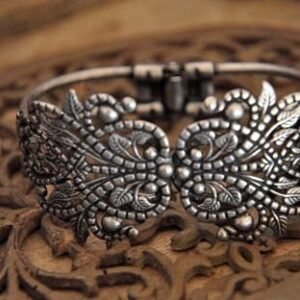 5pcs cuff bracelet blank - Filigree Bracelet Blank - raw Brass  plating antique silver   flower Filigree bracelet   pendant finding