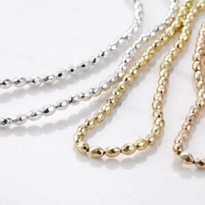 ball chain necklace - silver ball chain - gold ball chain - ellipse gold silver Hematite  chain  - Hematite beaded chain for jewelry  yxl 7