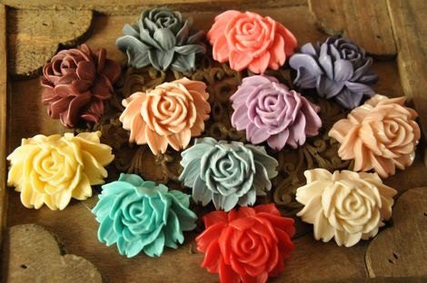 Flatback Resin Flower Cabochons for DIY Craft Supplies