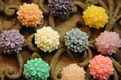 Flatback Resin Flower Cabochons for DIY Craft Supplies