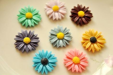 Flatback Resin chrysanthemum Flower Cabochons for DIY Craft Supplies