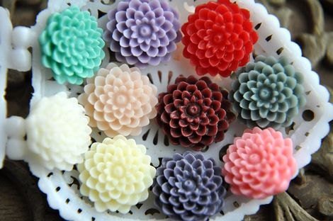 Flatback Resin Flower Cabochons for DIY Craft Supplies