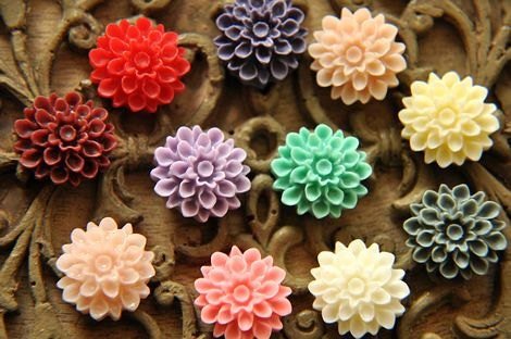 Flatback Resin chrysanthemum Flower Cabochons for DIY Craft Supplies