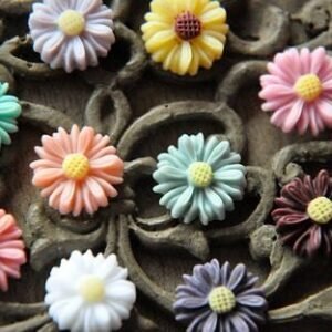 Flatback Resin Chrysanthemum Flower Cabochons for DIY Craft Supplies