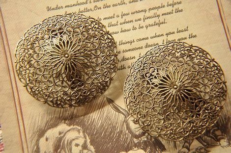 hair clip women - brass hair pin - 2 pcs vintage style  raw Brass plating antique bronze  filgree hair pin   finding