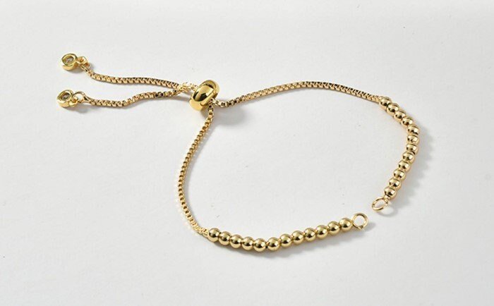 3pcs Adjustable Gold Filled Bolo Bracelet - Half Finished with Stopper - ball Chain Jewelry Making Components Wholesale