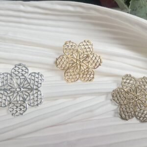 10pcs Gold/Silver Plated Filigree Flower Wraps Connectors Charm Pendant for Necklace Jewelry Making Findings