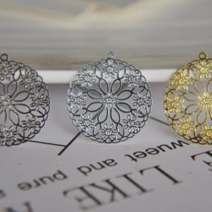 Flat Round Filigree Metal Embellishments  For DIY Jewelry Making