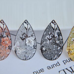 5pcs Silver and Gold Plated Brass Metal Filigree Drop Chandelier Earring & Pendant charms for Jewelry Making Findings