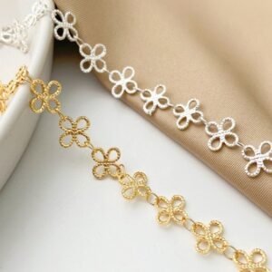 cable link chain - dainty gold chain - unique gold chain - 50cm raw Brass plating handmade flower chain