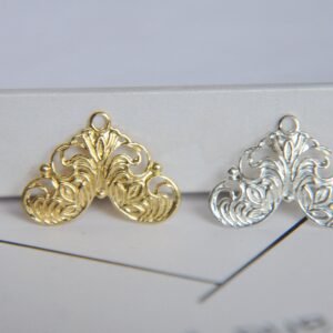 10pcs Exquisite Heart Filigree Jewelry Findings - Intricate Heart Filigree Connectors and Wraps for DIY Jewelry Making