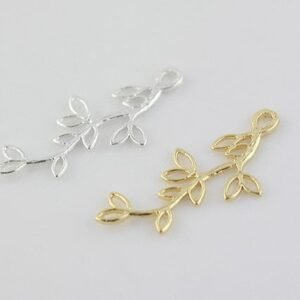 silver tree branch - tree branch charm - gold  tree branch - 6pcs  raw brass plating tree branch  connector Pendant