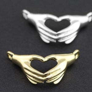 hamsa hand charm - gold gesture charms - silver gesture charm - 6pcs  brass plating connector pendant