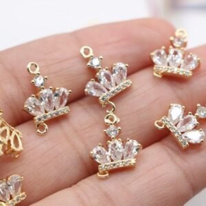 CZ Paved crown Shaped Charm- filigree findings - filigree connectors - Earring Findings, Diy Material for Jewelry Making4pcs xsg69