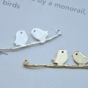 silver or gold filled jewelry bird charm  - sparrow charm -silver bird charm -  6pcs brass plated bird connector pendant